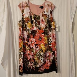 NWT 22W Connected Apparel Pink & Red Sheath Dress